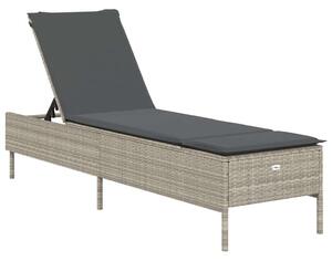 VidaXL Napozóágy - Polyrattan - Szürke - 198cm