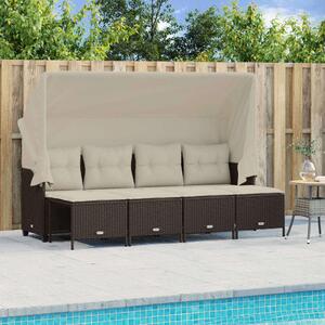 VidaXL 5 részes barna polyrattan kerti ülőgarnitúra párnával