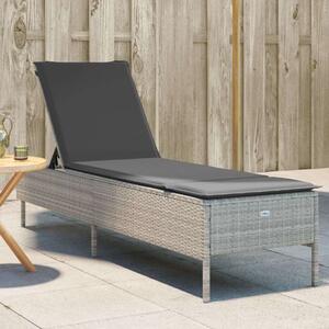 VidaXL Napozóágy - Polyrattan - Szürke - 198cm