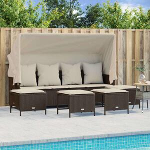 VidaXL 5 részes barna polyrattan kerti ülőgarnitúra párnával