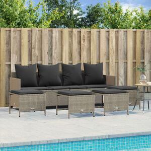 VidaXL 5 részes világosszürke polyrattan kerti ülőgarnitúra párnákkal