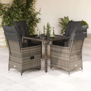 VidaXL Polyrattan Kerti Étkezőgarnitúra - 5 részes - Szürke