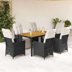 VidaXL - 7 Részes Kerti Étkezőgarnitúra - Polyrattan - Fekete