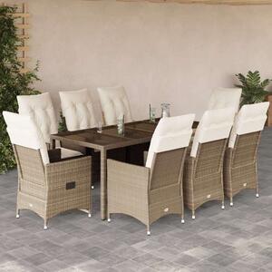 VidaXL Polyrattan Kerti Étkezőgarnitúra - 9 részes - Bézs