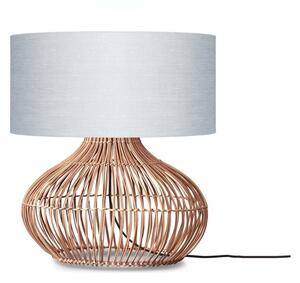 Világosszürke-natúr színű asztali lámpa textil búrával (magasság 60 cm) Kalahari – Good&Mojo