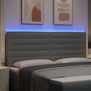 VidaXL LED ágytámla LED szalagokkal Világosszürke 200 cm szövet