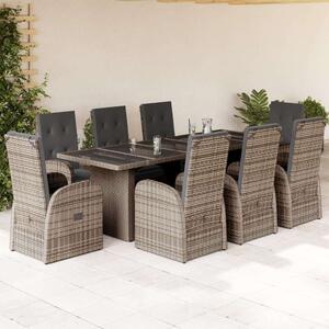 VidaXL Polyrattan Kerti Étkezőgarnitúra - 9 részes - Szürke