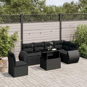VidaXL 7 részes Kerti Ülőgarnitúra - Fekete Polyrattan