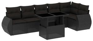 VidaXL 7 részes Kerti Ülőgarnitúra - Fekete Polyrattan