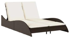 VidaXL Dupla Napozóágy - Polyrattan - Barna - 205cm
