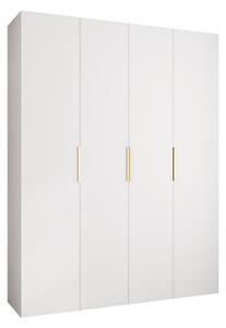 Gardróbszekrény Hartford 574, Laminált forgácslap, 246x190x42cm, Fehér, Aranysárga