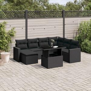 VidaXL Polyrattan Kerti Ülőgarnitúra - 8 részes - Fekete