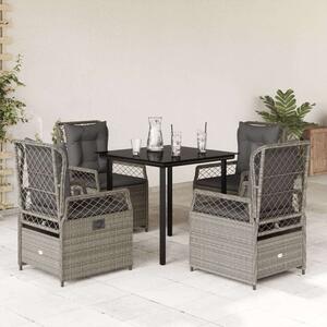 VidaXL 5részes világosszürke polyrattan kerti étkezőgarnitúra párnával