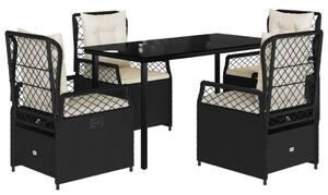 VidaXL 5 részes fekete polyrattan kerti étkezőgarnitúra párnákkal