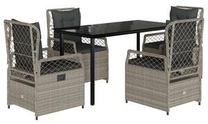 VidaXL 5részes világosszürke polyrattan kerti étkezőgarnitúra párnával