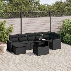 VidaXL Polyrattan Kerti Ülőgarnitúra - 8 részes - Fekete