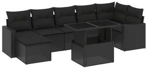 VidaXL Polyrattan Kerti Ülőgarnitúra - 8 részes - Fekete
