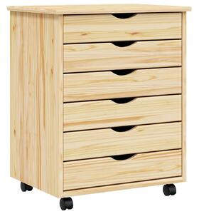 VidaXL Görgős szekrény fiókokkal MOSS 53 x 39 x 65,5 cm Tömör fenyőfa