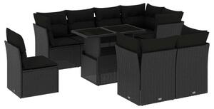 Polyrattan Kerti Ülőgarnitúra - 9 részes - Fekete