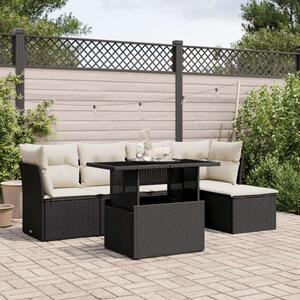 VidaXL Polyrattan Kerti Ülőgarnitúra - 6 részes, Fekete