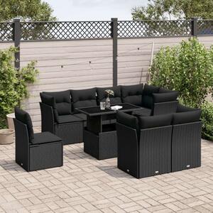 Polyrattan Kerti Ülőgarnitúra - 9 részes - Fekete