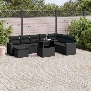 VidaXL Polyrattan Kerti Ülőgarnitúra - 9 részes - Fekete