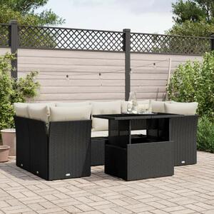 VidaXL Polyrattan Kerti Ülőgarnitúra - 7 részes - Fekete