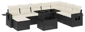 VidaXL Polyrattan Kerti Ülőgarnitúra - 8 részes - Fekete