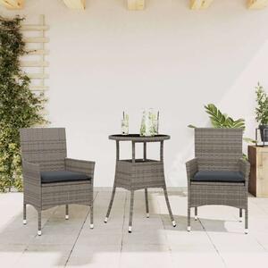 VidaXL - 3 részes Kerti Étkezőgarnitúra - Polyrattan - Szürke