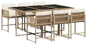VidaXL Polyrattan Kerti Étkezőgarnitúra - 7 részes, Bézs