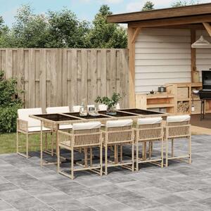 VidaXL Polyrattan Kerti Étkezőgarnitúra - 9 részes, Bézs