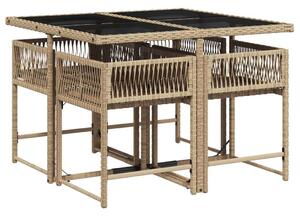 VidaXL Polyrattan Kerti Étkezőgarnitúra - 5 részes - Bézs