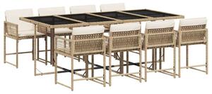 VidaXL Polyrattan Kerti Étkezőgarnitúra - 9 részes, Bézs