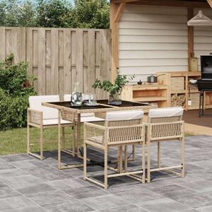 VidaXL Polyrattan Kerti Étkezőgarnitúra - 5 részes - Bézs