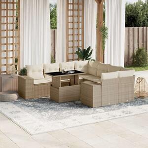 Polyrattan Kerti Ülőgarnitúra - 9 részes - Bézs