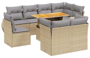 VidaXL Polyrattan Kerti Ülőgarnitúra - 9 részes - Bézs
