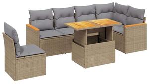 VidaXL Polyrattan Kerti Ülőgarnitúra - 7 részes - Bézs