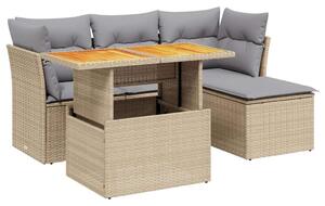 VidaXL Polyrattan Kerti Ülőgarnitúra - 6 részes - Bézs