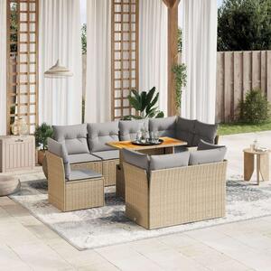 VidaXL Polyrattan Kerti Ülőgarnitúra - 9 részes - Bézs
