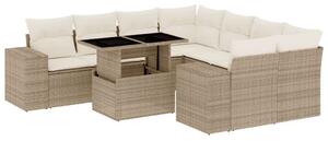 Polyrattan Kerti Ülőgarnitúra - 9 részes - Bézs
