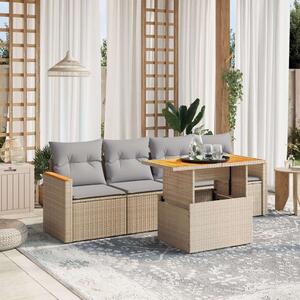 VidaXL Polyrattan Kerti Ülőgarnitúra - 5 részes - Bézs