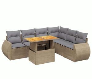 VidaXL Polyrattan Kerti Ülőgarnitúra - 7 részes - Bézs