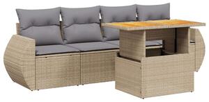 Polyrattan Kerti Ülőgarnitúra - 5 részes - Bézs
