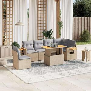 VidaXL Polyrattan Kerti Ülőgarnitúra - 7 részes - Bézs