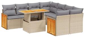 VidaXL Polyrattan Kerti Ülőgarnitúra - 9 részes - Bézs