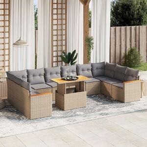 VidaXL Polyrattan Kerti Ülőgarnitúra - 11 részes - Bézs