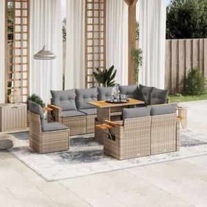 VidaXL Polyrattan Kerti Ülőgarnitúra - 9 részes - Bézs