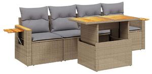 VidaXL 5 részes Polyrattan Kerti Ülőgarnitúra - Bézs