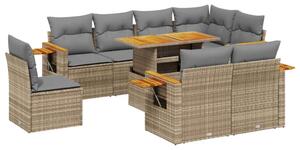 VidaXL Polyrattan Kerti Ülőgarnitúra - 9 részes - Bézs
