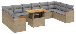 VidaXL Polyrattan Kerti Ülőgarnitúra - 11 részes - Bézs